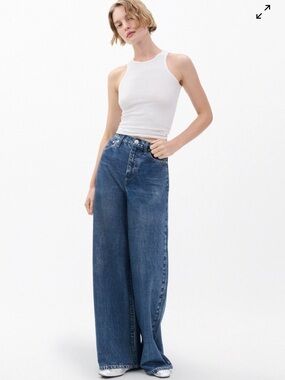 NEW rag & bone rb Miramar Sofie High Waist Wide Leg Cotton  Sweatpant Jeans.  29